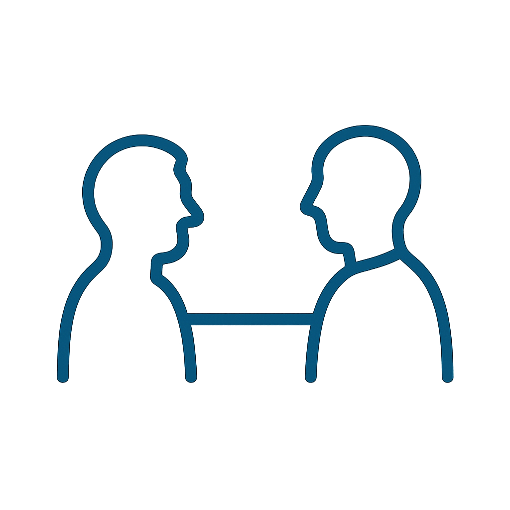 Symbol with two people representing human connection